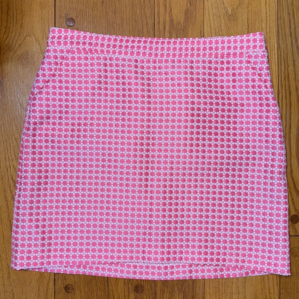 “346” Brooks Brothers Womens 12 Barbie Pink and White Pattern Skirt